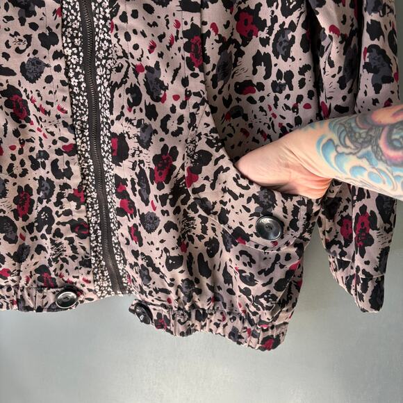 Unique WOMEN'S XL Animal Print Lavender Purple Zip Jacket Hooded Asian Cotton - Picture 15 of 16